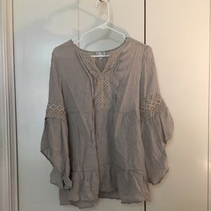 Tan top with lace accents